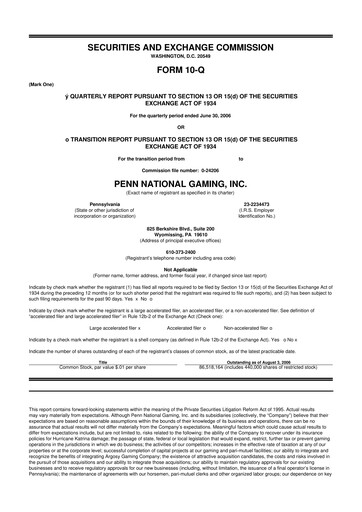 Thumbnail PENN Entertainment
 10-Q Quarterly Report FY 