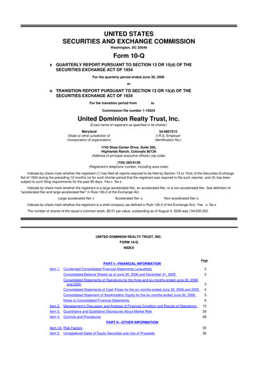 Thumbnail UDR Apartments 10-Q Quarterly Report FY 