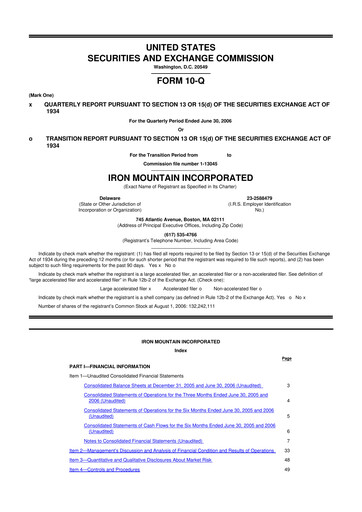Thumbnail Iron Mountain 10-Q Quarterly Report FY 