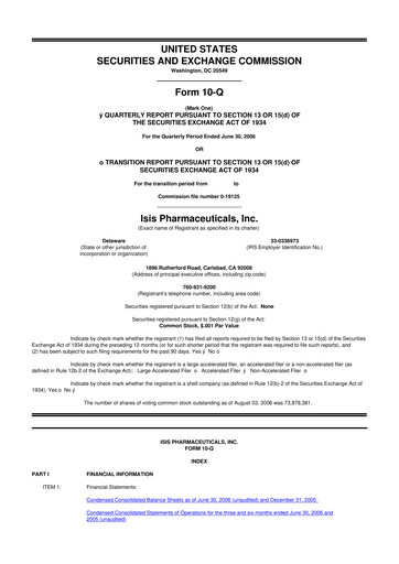 Thumbnail Ionis Pharmaceuticals
 10-Q Quarterly Report FY 