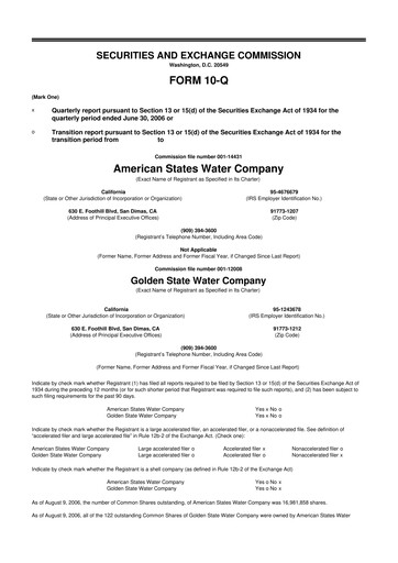 Vorschaubild American States Water
 10-Q Quartalsbericht  