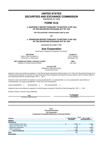 Thumbnail Aon 10-Q Quarterly Report FY 