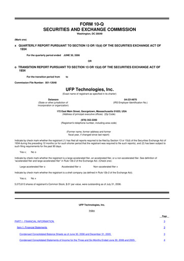 Vorschaubild UFP Technologies
 10-Q Quartalsbericht  