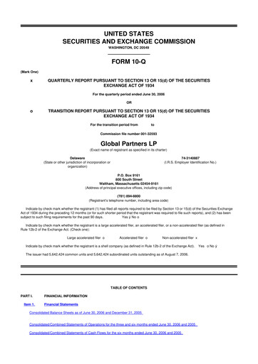 Thumbnail Global Partners LP 10-Q Quarterly Report FY 