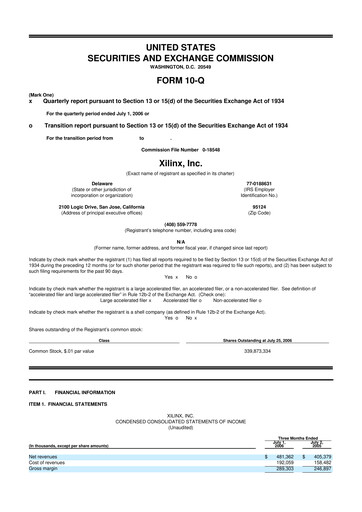 Thumbnail Xilinx 10-Q Quarterly Report FY 