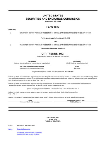 Thumbnail Citi Trends, Inc. 10-Q Quarterly Report FY 