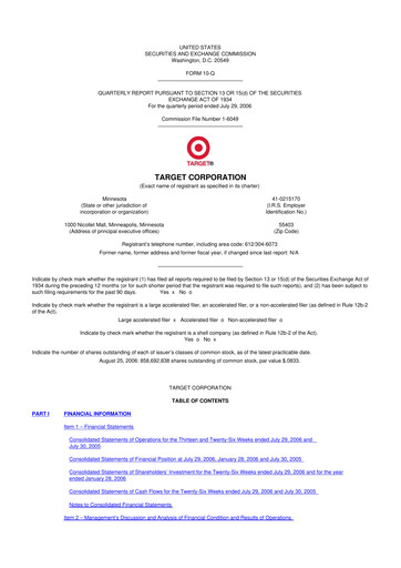 Thumbnail Target 10-Q Quarterly Report FY 