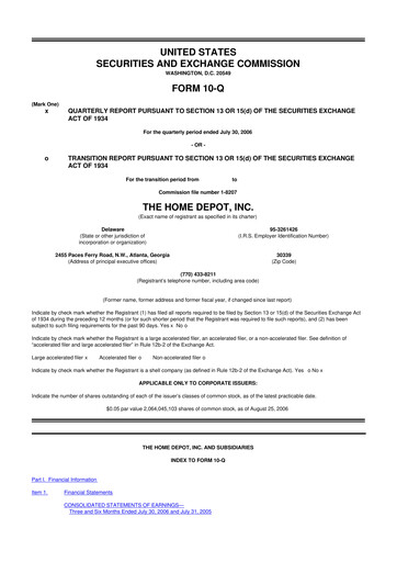 Thumbnail Home Depot 10-Q Quarterly Report FY 