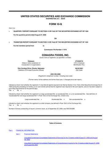 Thumbnail Conagra Brands
 10-Q Quarterly Report FY 