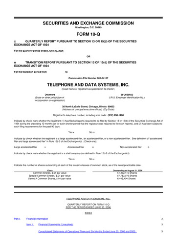 Thumbnail Telephone and Data Systems
 10-Q Quarterly Report FY 