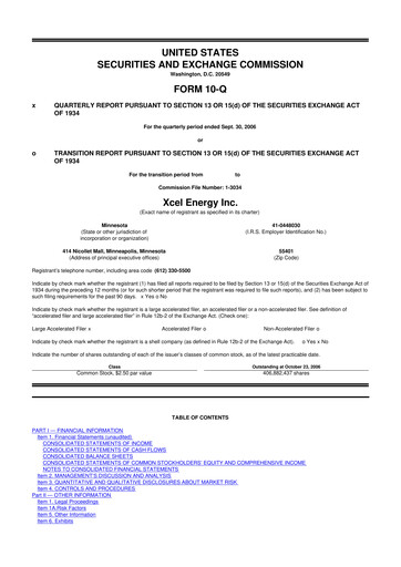 Thumbnail Xcel Energy 10-Q Quarterly Report FY 
