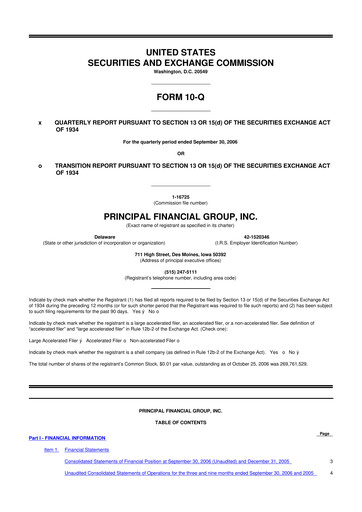 Thumbnail Principal Financial Group 10-Q Quarterly Report FY 