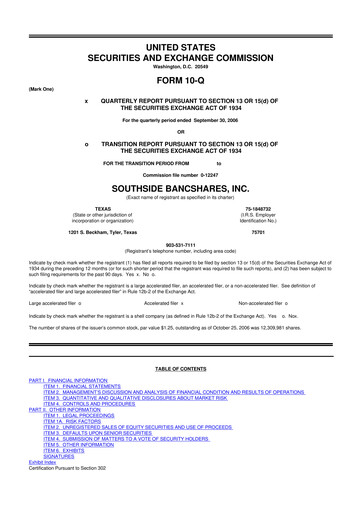 Thumbnail Southside Bancshares 10-Q Quarterly Report FY 