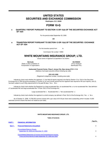 Vorschaubild White Mountains Insurance Group 10-Q Quartalsbericht  