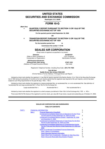 Miniature Sealed Air
 10-Q Rapport trimestriel  
