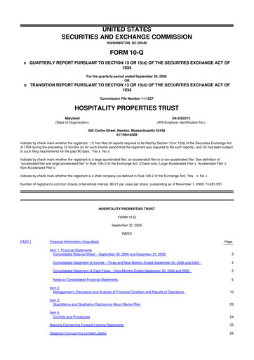 Thumbnail Service Properties Trust 10-Q Quarterly Report FY 