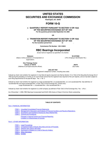 Thumbnail RBC Bearings 10-Q Quarterly Report FY 