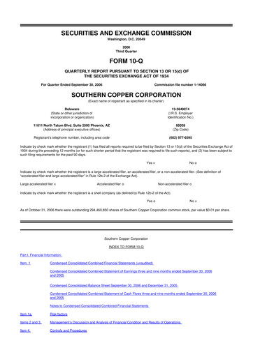Thumbnail Southern Copper 10-Q Quarterly Report FY 