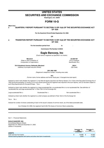 Thumbnail Eagle Bancorp 10-Q Quarterly Report FY 