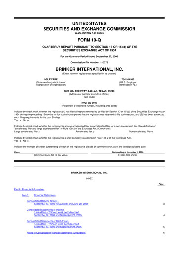 Thumbnail Brinker International
 10-Q Quarterly Report FY 
