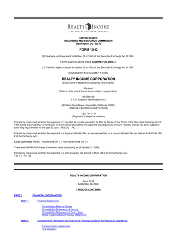 Vorschaubild Realty Income 10-Q Quartalsbericht  