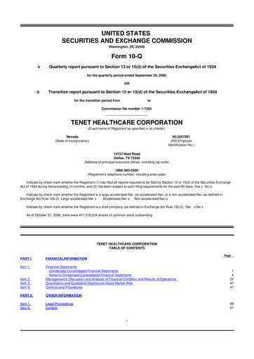 Thumbnail Tenet Healthcare 10-Q Quarterly Report FY 