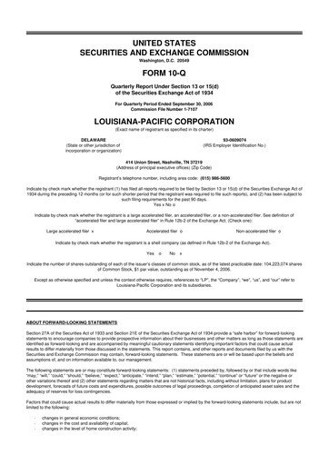 Thumbnail Louisiana-Pacific
 10-Q Quarterly Report FY 