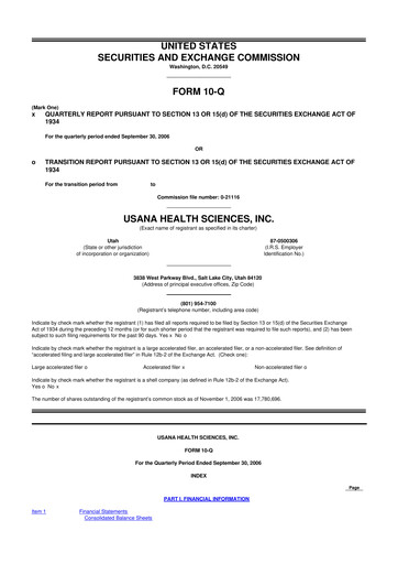 Thumbnail USANA 10-Q Quarterly Report FY 