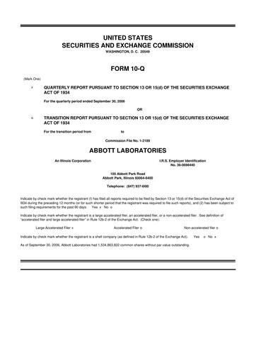 Thumbnail Abbott Laboratories 10-Q Quarterly Report FY 