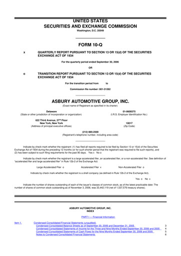 Thumbnail Asbury Automotive Group 10-Q Quarterly Report FY 