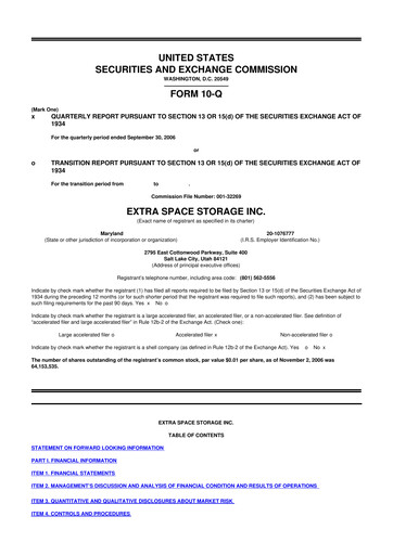 Vorschaubild Extra Space Storage
 10-Q Quartalsbericht  