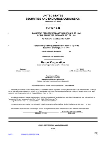 Thumbnail Hexcel
 10-Q Quarterly Report FY 