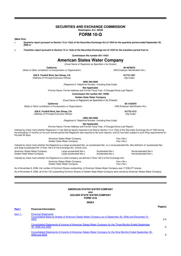 Vorschaubild American States Water
 10-Q Quartalsbericht  