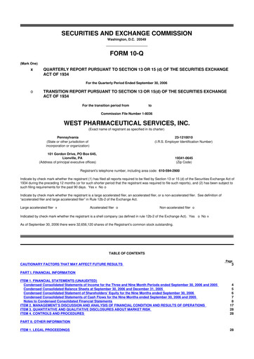 Vorschaubild West Pharmaceutical Services 10-Q Quartalsbericht  