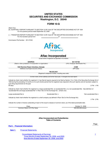 Thumbnail Aflac 10-Q Quarterly Report FY 