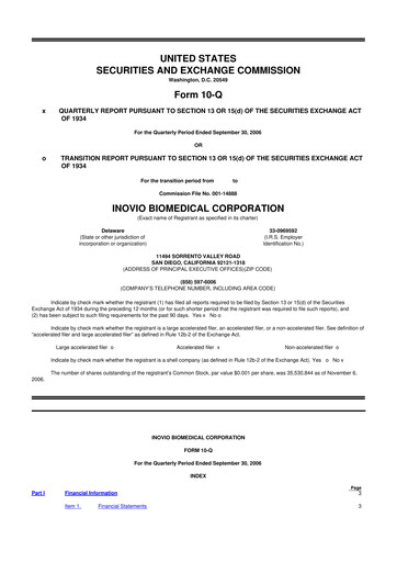 Miniature Inovio Pharmaceuticals 10-Q Rapport trimestriel  