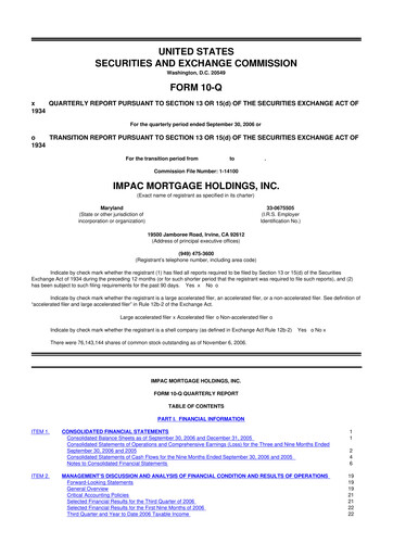 Thumbnail Impac Mortgage Holdings 10-Q Quarterly Report FY 