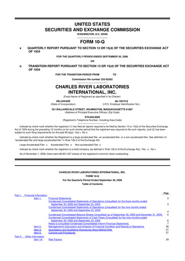 Vorschaubild Charles River Laboratories
 10-Q Quartalsbericht  