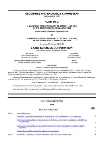 Vorschaubild Exact Sciences 10-Q Quartalsbericht  