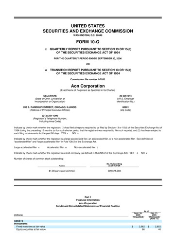 Thumbnail Aon 10-Q Quarterly Report FY 