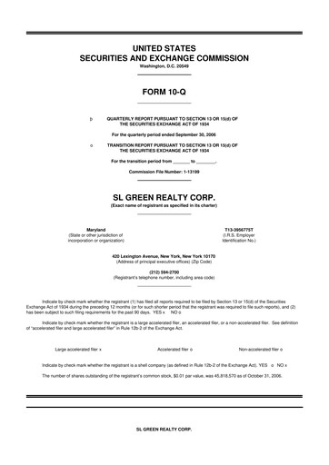 Thumbnail SL Green Realty
 10-Q Quarterly Report FY 
