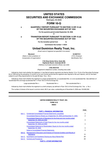 Thumbnail UDR Apartments 10-Q Quarterly Report FY 