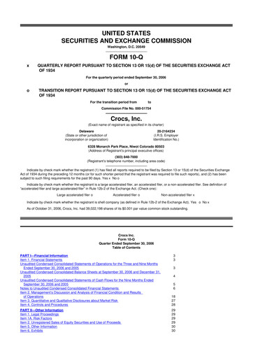 Thumbnail Crocs 10-Q Quarterly Report FY 