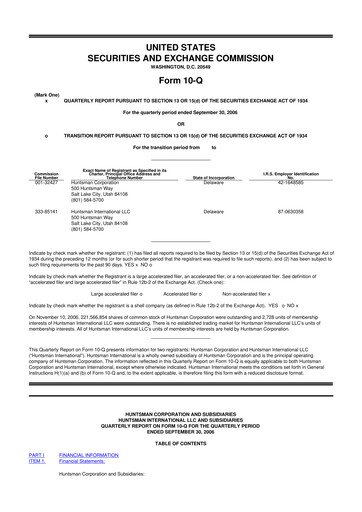 Thumbnail Huntsman Corporation
 10-Q Quarterly Report FY 
