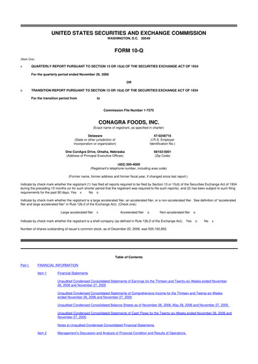 Thumbnail Conagra Brands
 10-Q Quarterly Report FY 