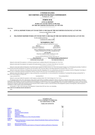 Thumbnail Synopsys 10-K Annual Report 