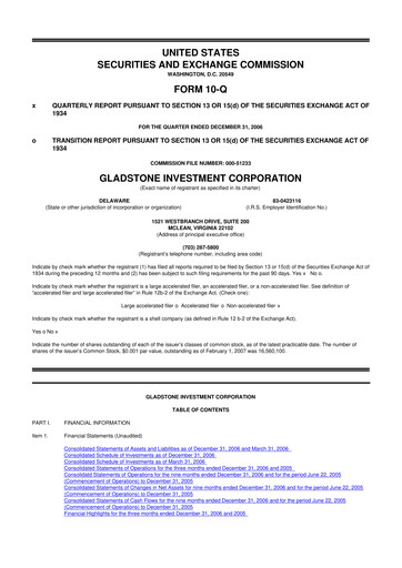 Thumbnail Gladstone Investment 10-Q Quarterly Report FY 