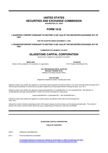 Thumbnail Gladstone Capital Corporation 10-Q Quarterly Report FY 