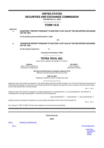 Thumbnail Tetra Tech
 10-Q Quarterly Report FY 