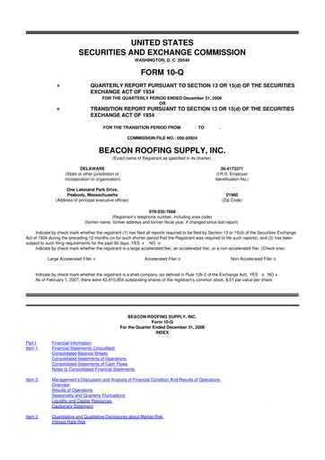 Thumbnail Beacon Roofing Supply 10-Q Quarterly Report FY 